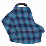 Blue And Teal Tartan Pattern Print Baby Seat Cover