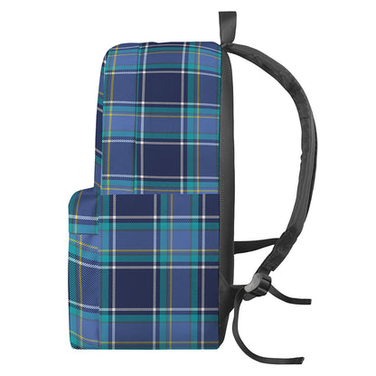Blue And Teal Tartan Pattern Print Backpack