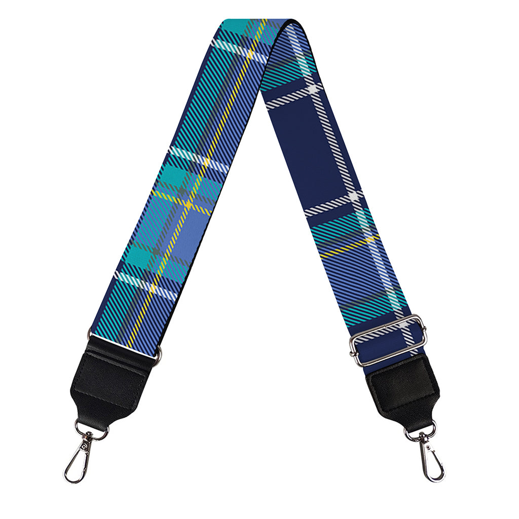 Blue And Teal Tartan Pattern Print Bag Strap