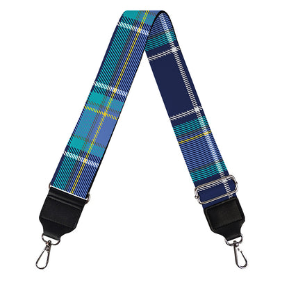 Blue And Teal Tartan Pattern Print Bag Strap