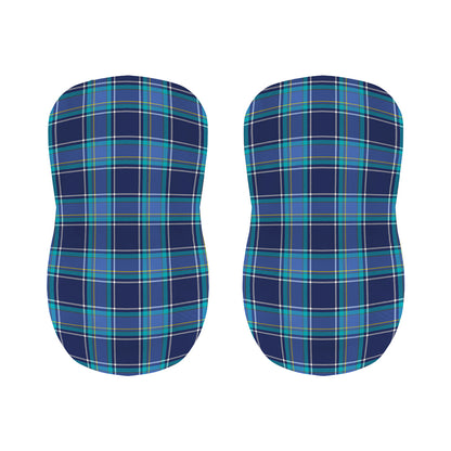 Blue And Teal Tartan Pattern Print Bar Stool Covers