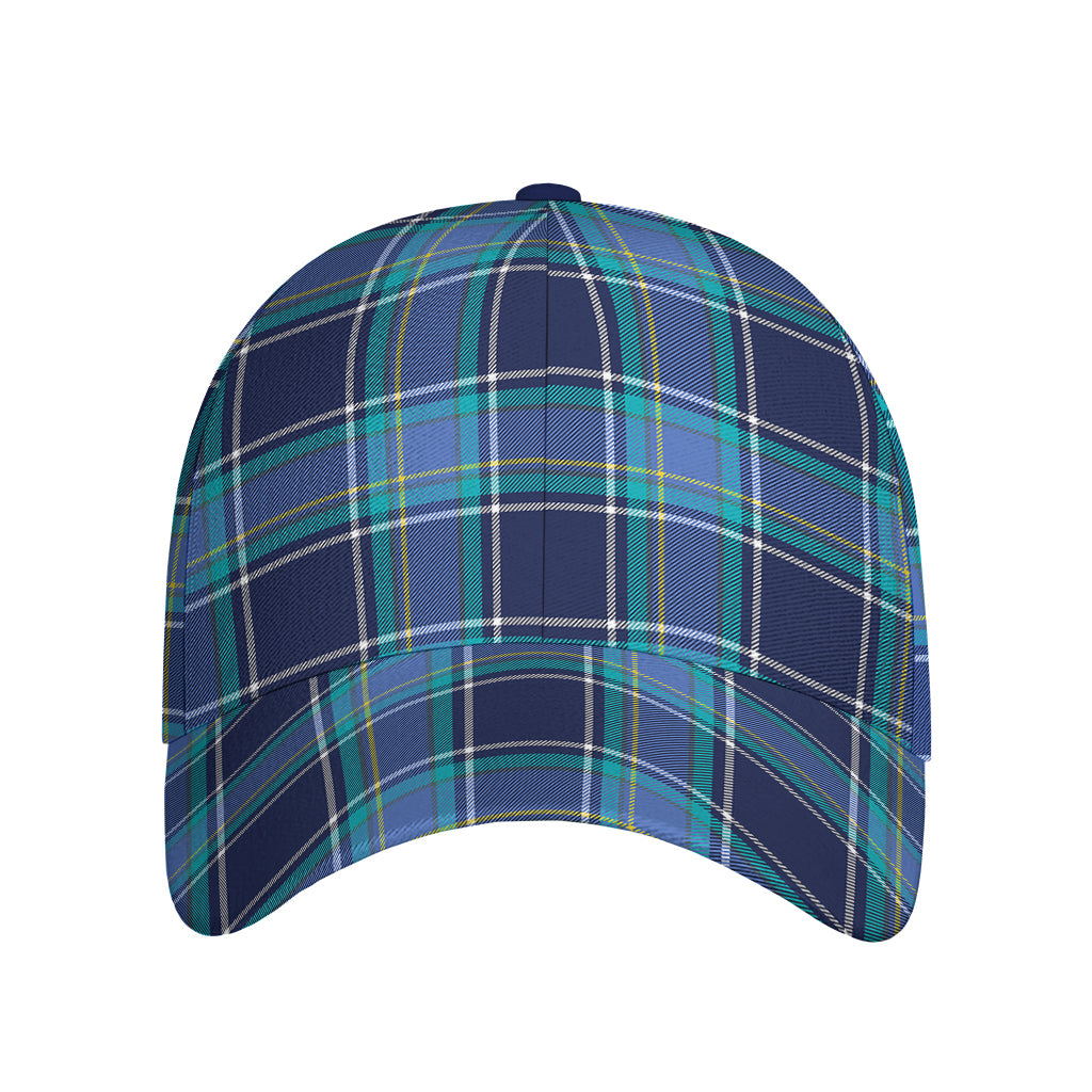 Blue And Teal Tartan Pattern Print Baseball Cap