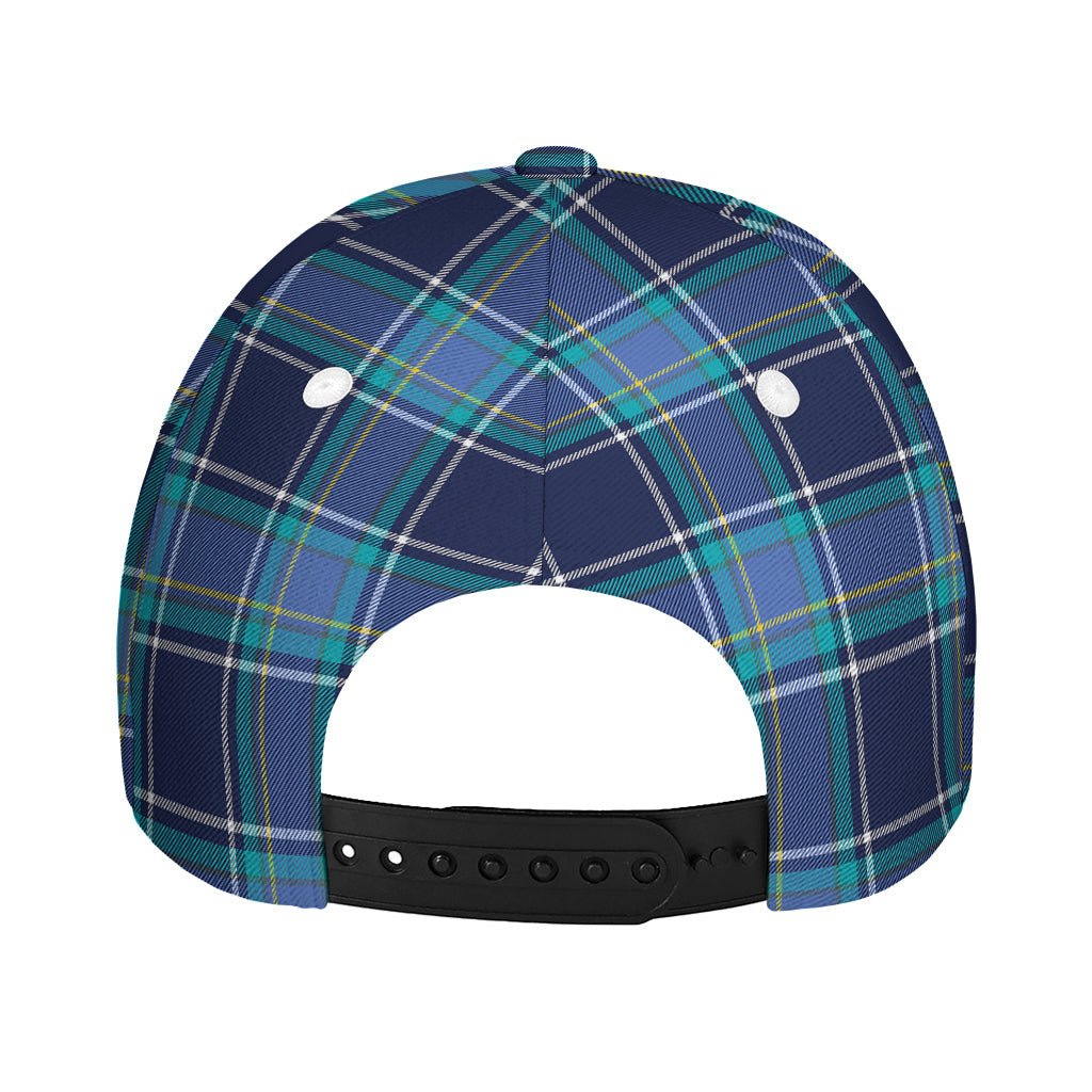 Blue And Teal Tartan Pattern Print Baseball Cap