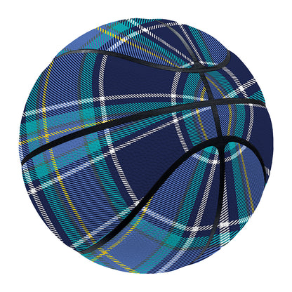 Blue And Teal Tartan Pattern Print Basketball