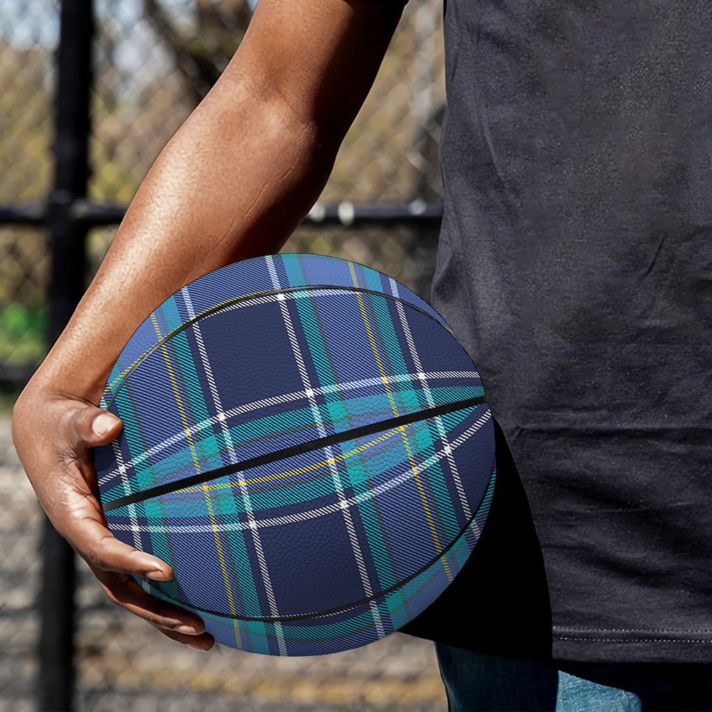 Blue And Teal Tartan Pattern Print Basketball