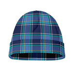 Blue And Teal Tartan Pattern Print Beanie