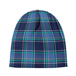 Blue And Teal Tartan Pattern Print Beanie