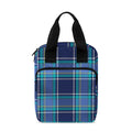 Blue And Teal Tartan Pattern Print Bible Tote Bag