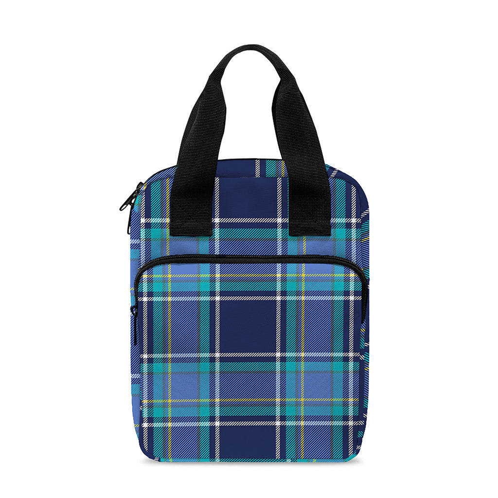 Blue And Teal Tartan Pattern Print Bible Tote Bag