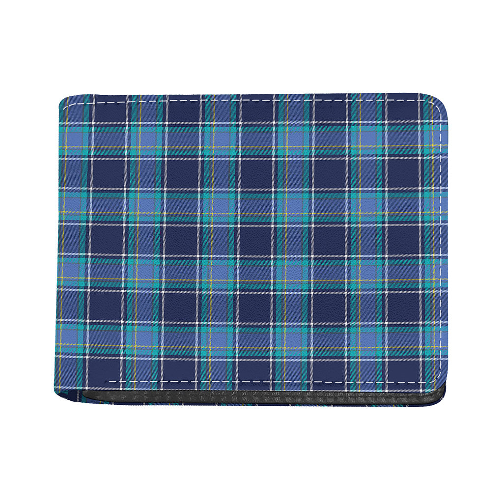 Blue And Teal Tartan Pattern Print Bifold Wallet