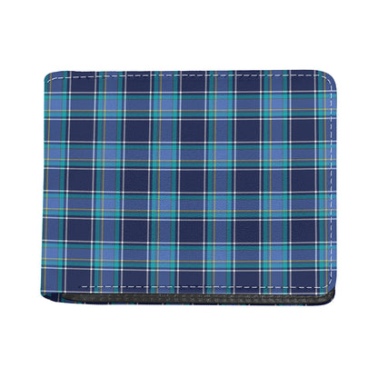 Blue And Teal Tartan Pattern Print Bifold Wallet
