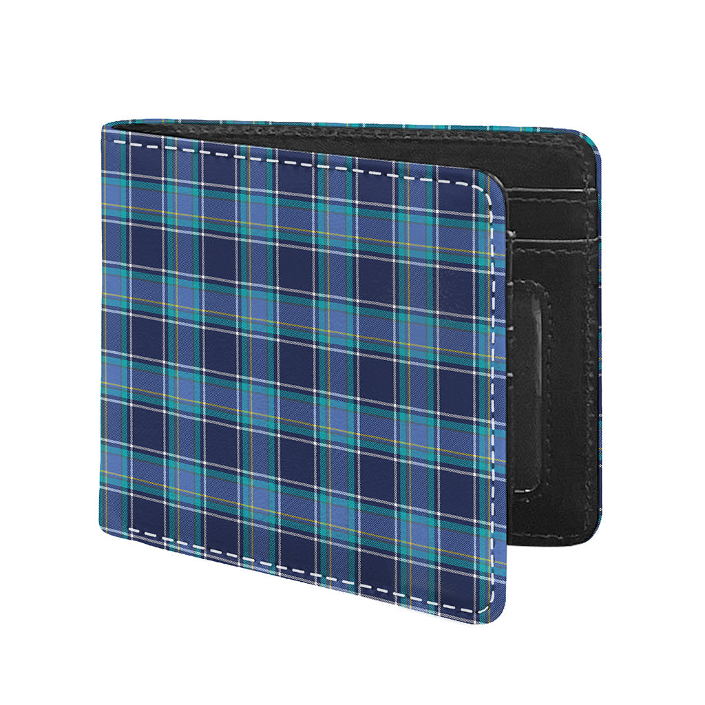 Blue And Teal Tartan Pattern Print Bifold Wallet