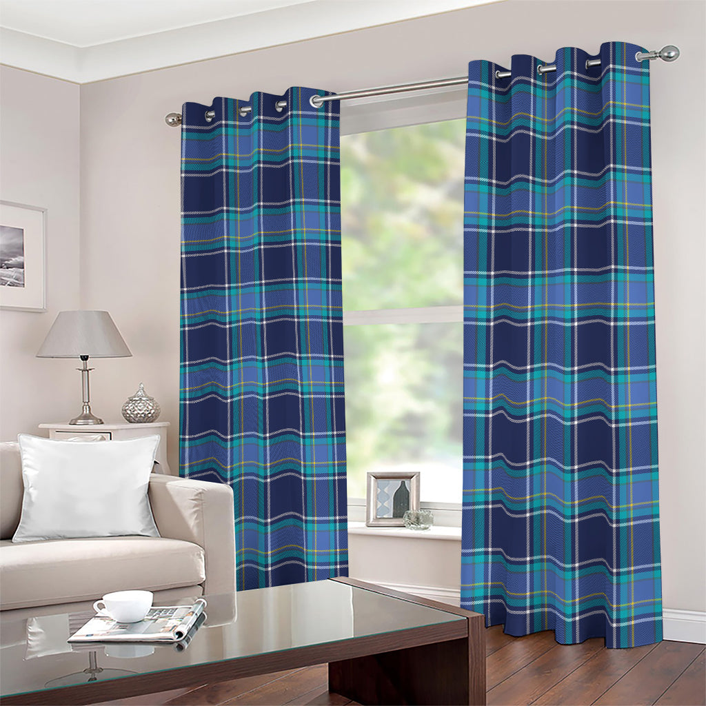 Blue And Teal Tartan Pattern Print Blackout Grommet Curtains