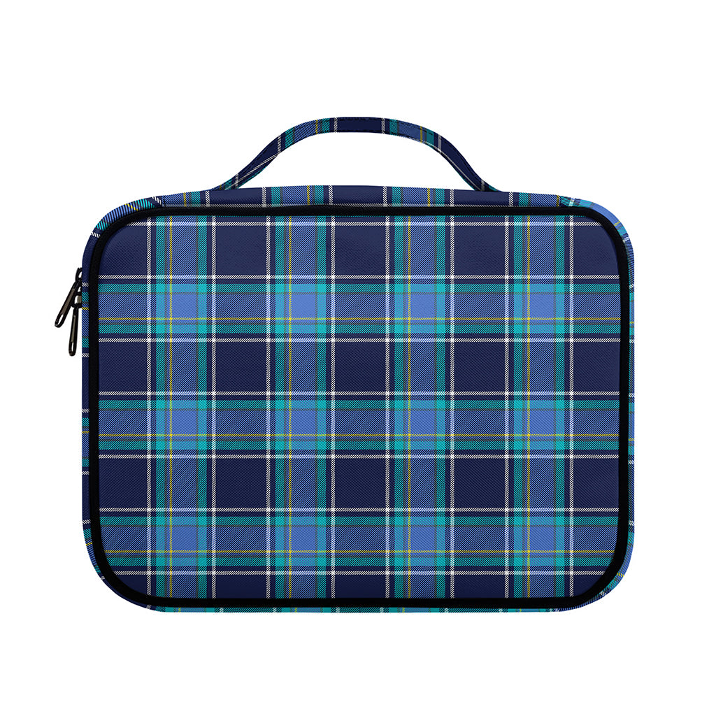 Blue And Teal Tartan Pattern Print Briefcase Bible Bag