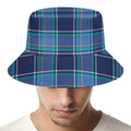 Blue And Teal Tartan Pattern Print Bucket Hat