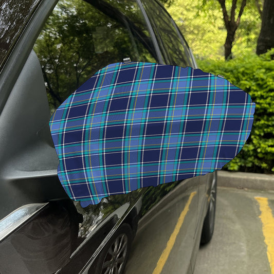 Blue And Teal Tartan Pattern Print Car Side Mirror Covers