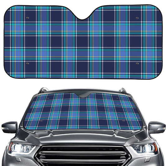 Blue And Teal Tartan Pattern Print Car Windshield Sun Shade