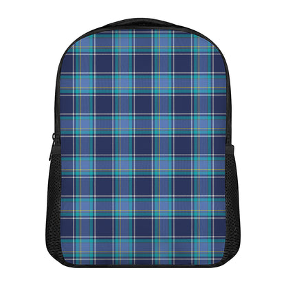 Blue And Teal Tartan Pattern Print Casual Backpack