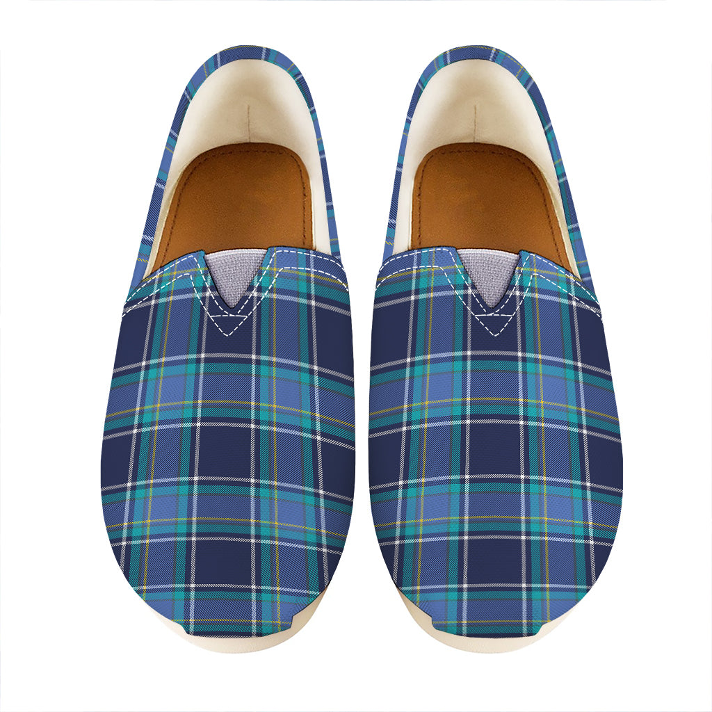 Blue And Teal Tartan Pattern Print Casual Shoes