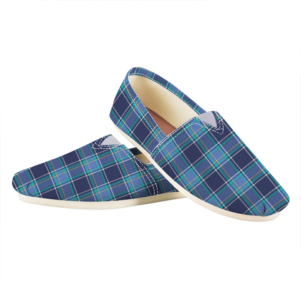 Blue And Teal Tartan Pattern Print Casual Shoes