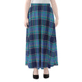 Blue And Teal Tartan Pattern Print Chiffon Maxi Skirt