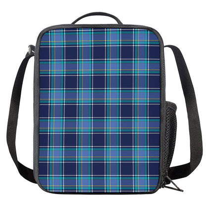 Blue And Teal Tartan Pattern Print Crossbody Lunch Bag