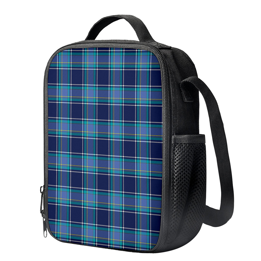 Blue And Teal Tartan Pattern Print Crossbody Lunch Bag