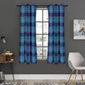 Blue And Teal Tartan Pattern Print Grommet Curtain Panels