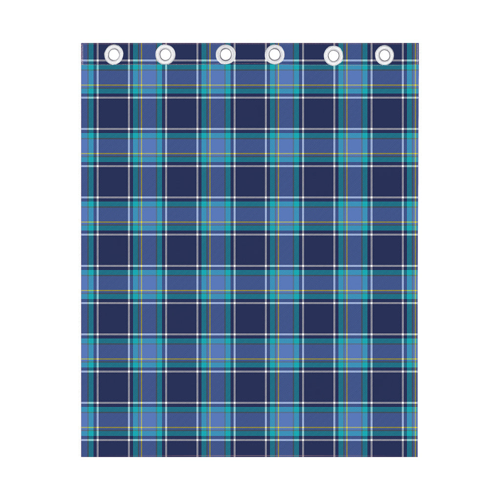 Blue And Teal Tartan Pattern Print Curtain