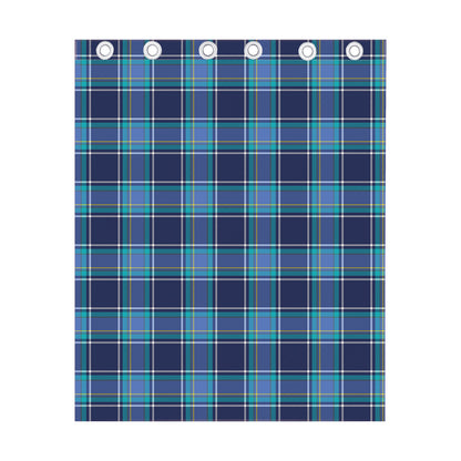 Blue And Teal Tartan Pattern Print Curtain
