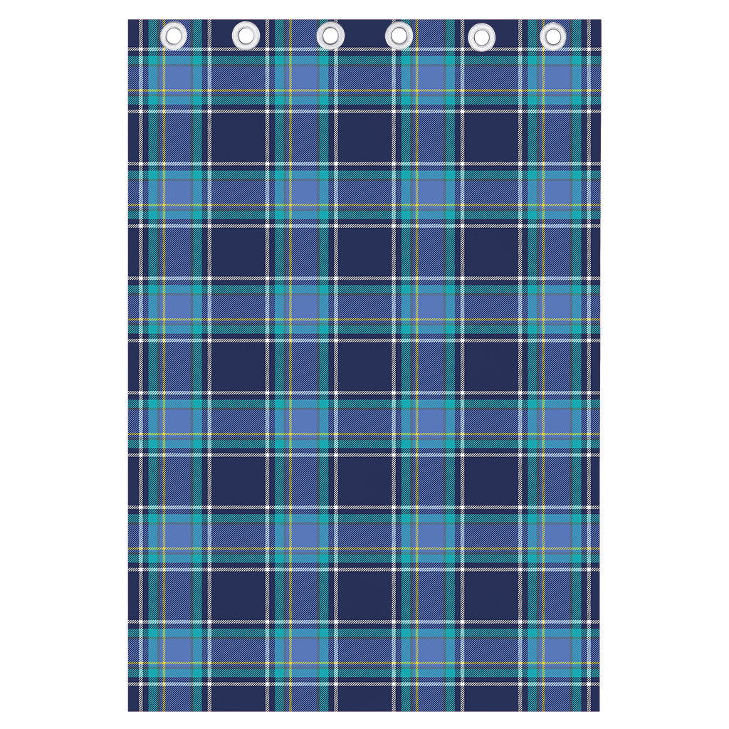 Blue And Teal Tartan Pattern Print Curtain
