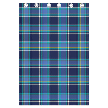Blue And Teal Tartan Pattern Print Curtain