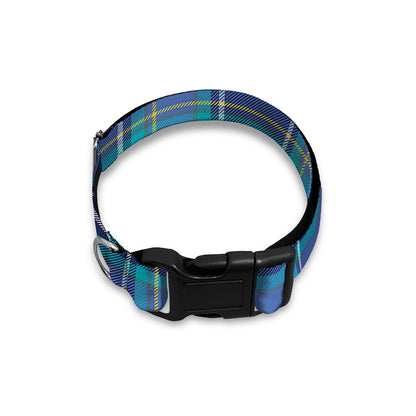 Blue And Teal Tartan Pattern Print Dog Collar