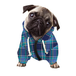 Blue And Teal Tartan Pattern Print Dog Zip Up Hoodie