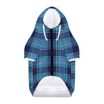 Blue And Teal Tartan Pattern Print Dog Zip Up Hoodie