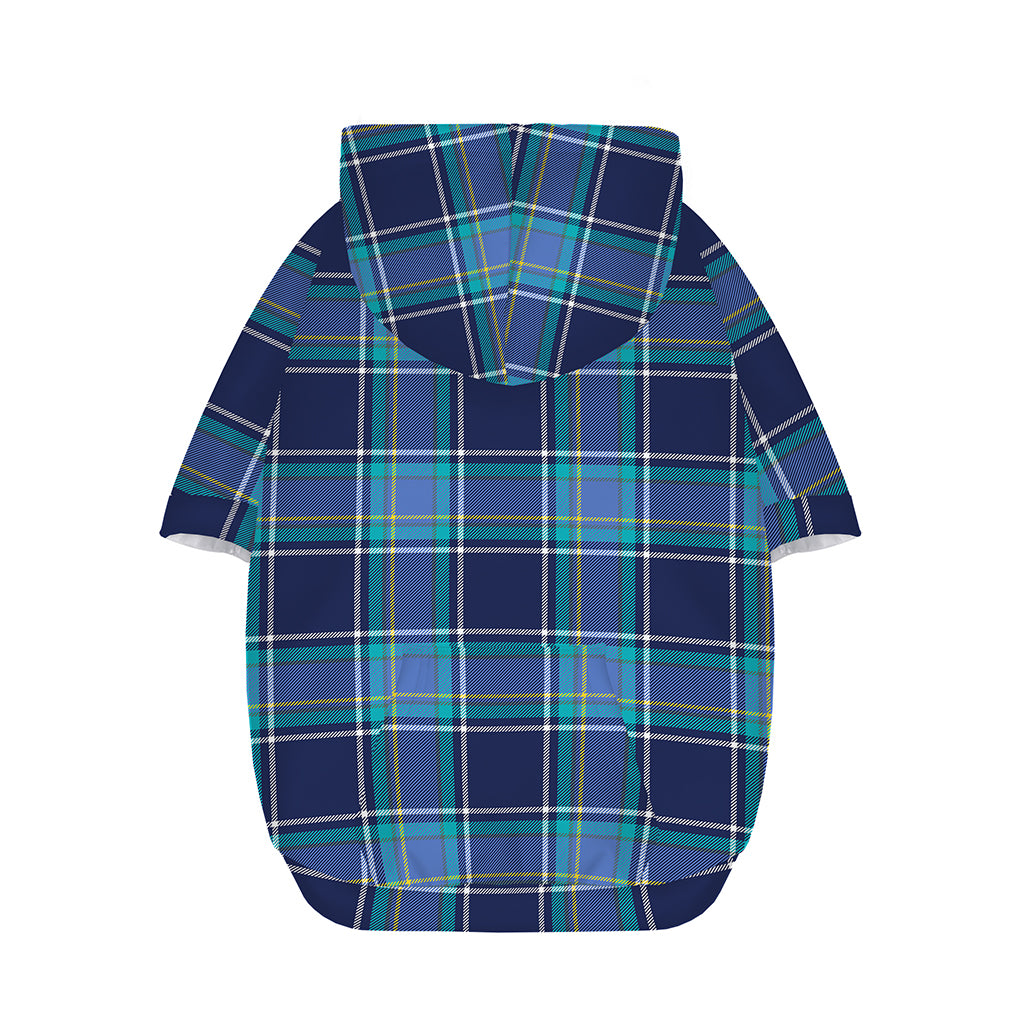 Blue And Teal Tartan Pattern Print Dog Zip Up Hoodie