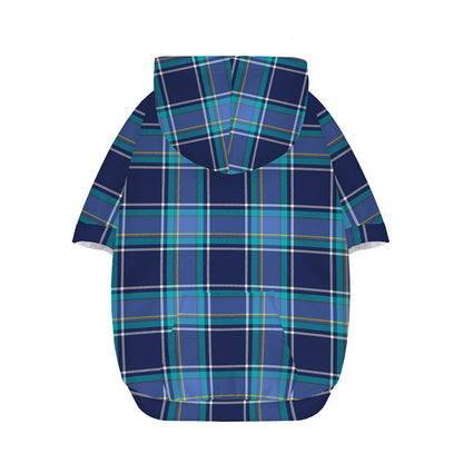 Blue And Teal Tartan Pattern Print Dog Zip Up Hoodie