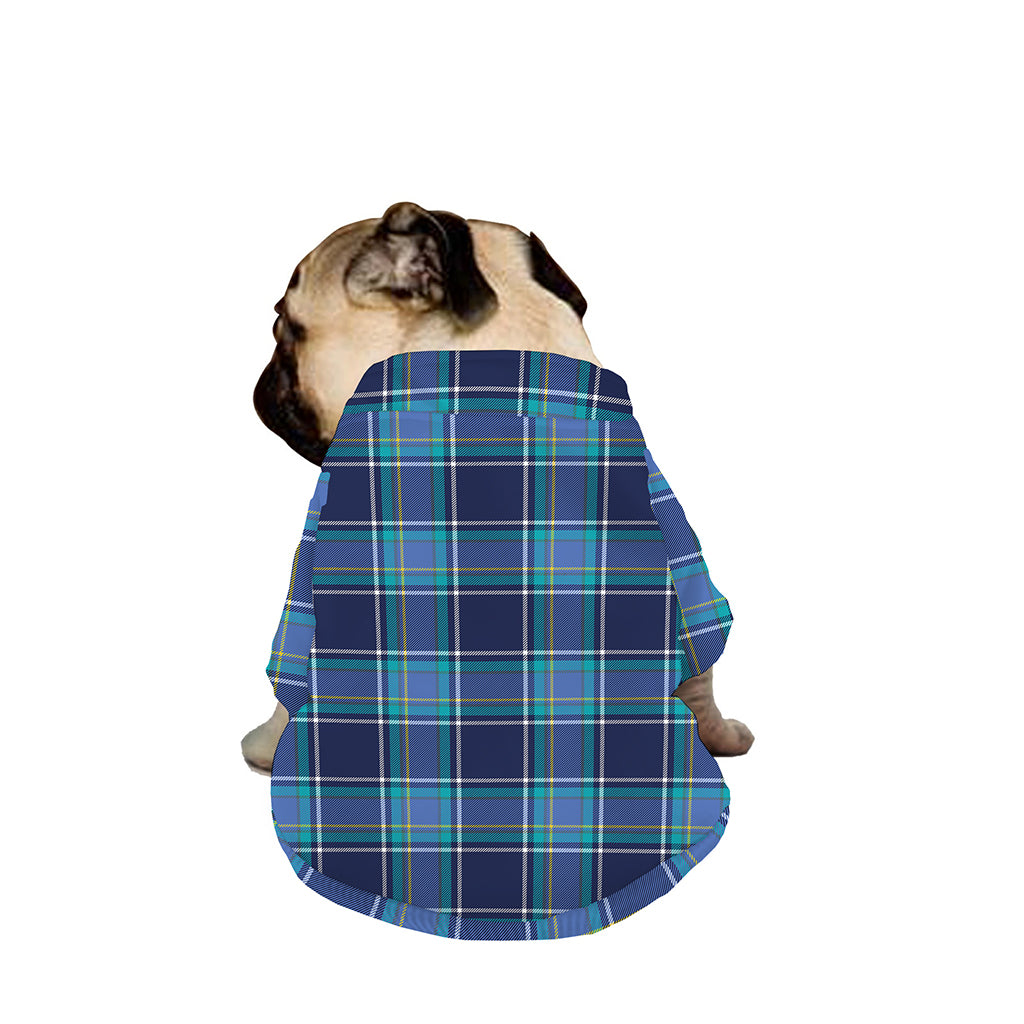 Blue And Teal Tartan Pattern Print Dog Zip Up Jacket