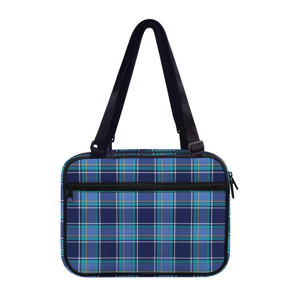 Blue And Teal Tartan Pattern Print Double Strap Bible Bag