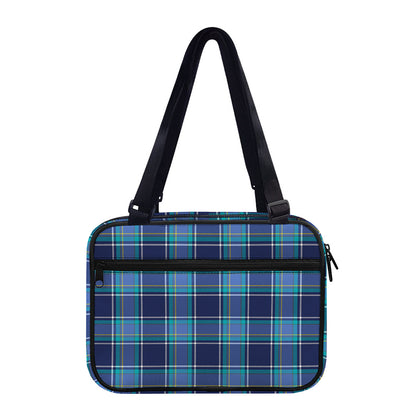 Blue And Teal Tartan Pattern Print Double Strap Bible Bag