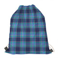 Blue And Teal Tartan Pattern Print Drawstring Bag