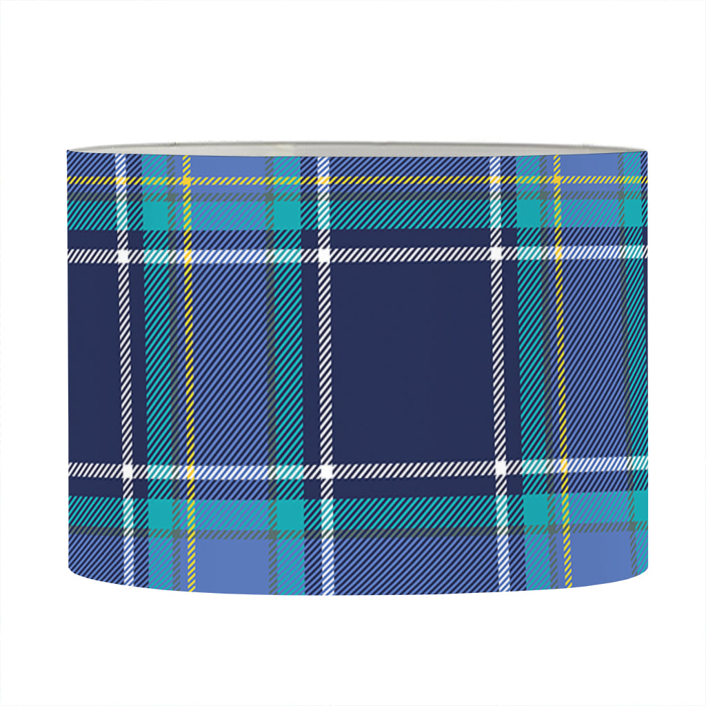 Blue And Teal Tartan Pattern Print Drum Lamp Shade