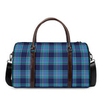 Blue And Teal Tartan Pattern Print Duffle Bag