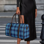 Blue And Teal Tartan Pattern Print Duffle Bag