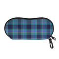 Blue And Teal Tartan Pattern Print Glasses Case