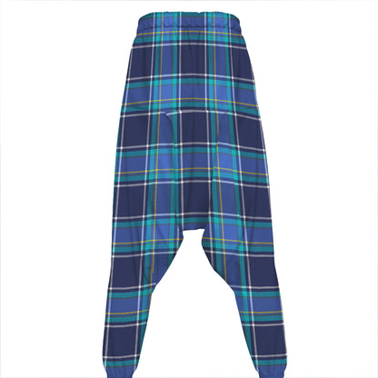 Blue And Teal Tartan Pattern Print Hammer Pants