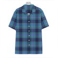 Blue And Teal Tartan Pattern Print Hawaiian Shirt