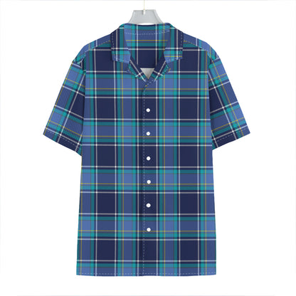 Blue And Teal Tartan Pattern Print Hawaiian Shirt