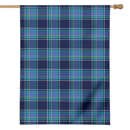 Blue And Teal Tartan Pattern Print House Flag