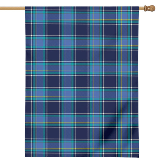 Blue And Teal Tartan Pattern Print House Flag